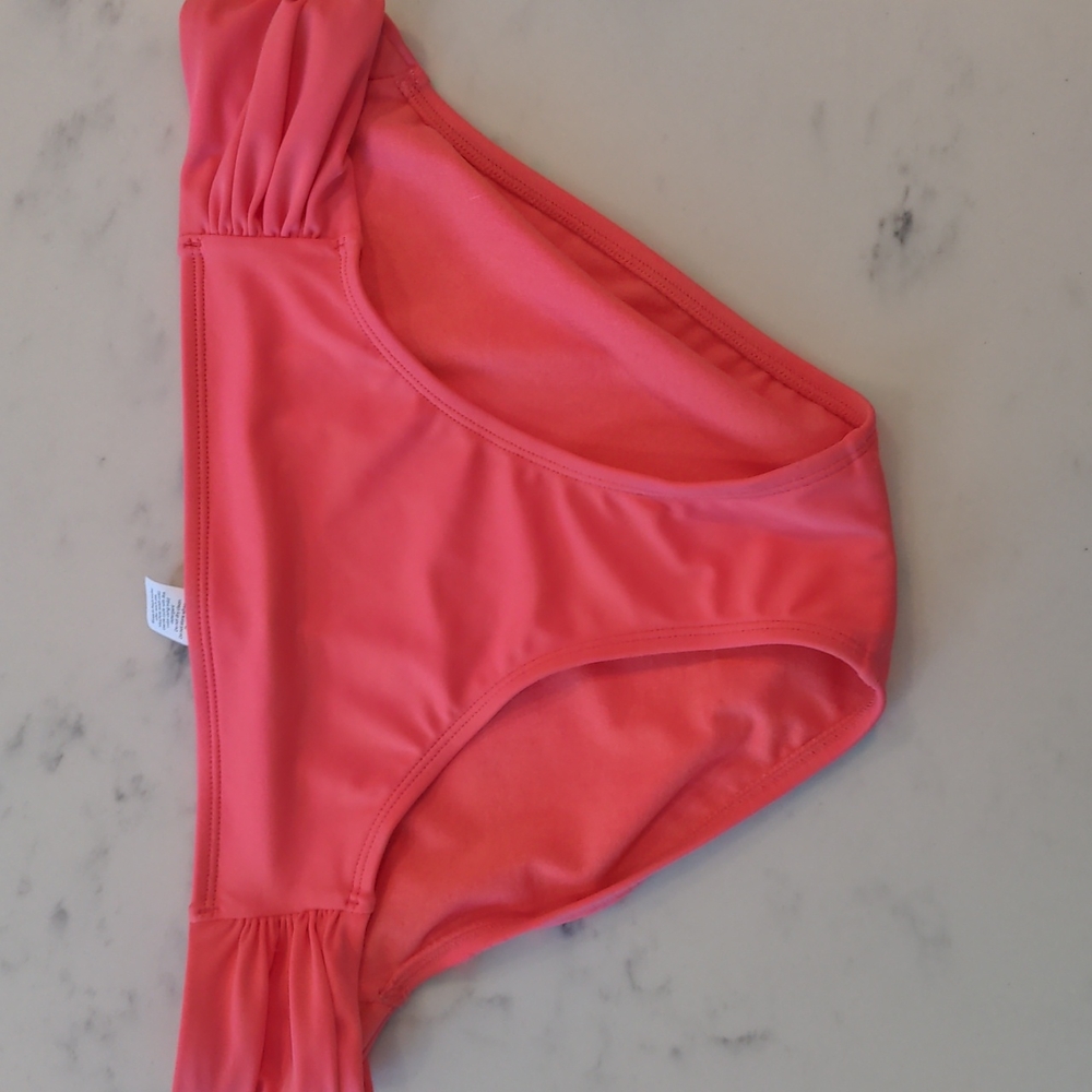 Athleta Bikini bottom-Coral scrunchy side